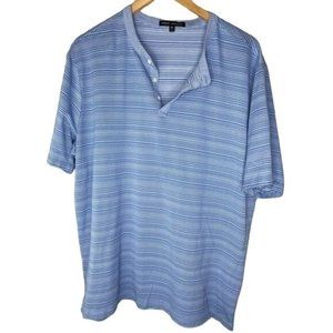 Robert Barakett mens short sleeve shirt striped polo tee blue size XXL